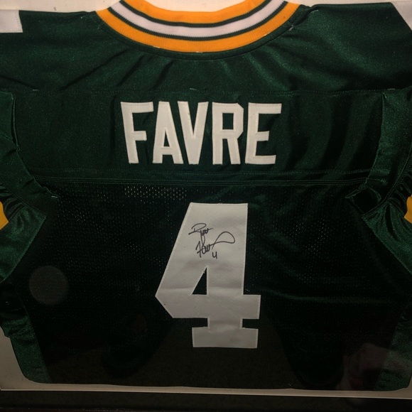 Framed Brett favre autograph jersey